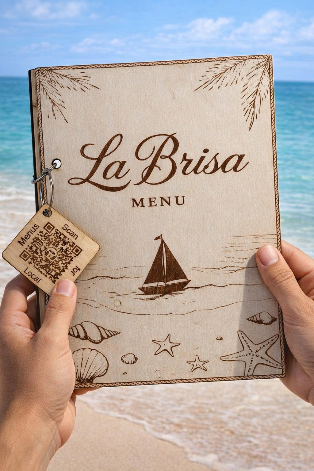Menus A5 Custom Made - Wooden fold out menus with your personalized design